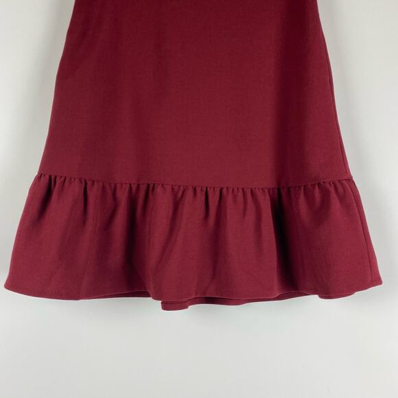 J Crew Maroon Ruffle Mini Skirt Flounce Skirt Womens Size 00 - Picture 5 of 11
